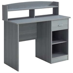 Techni Mobili Modern Engineered Wood Computer Desk with Storage Hutch in Gray