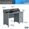 Techni Mobili Classic Engineered Wood Office Computer Desk with Hutch in Gray