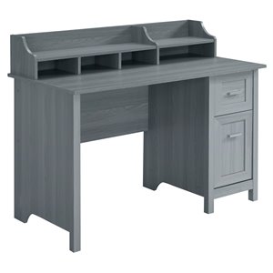 Techni Mobili Classic Engineered Wood Office Computer Desk with Hutch in Gray