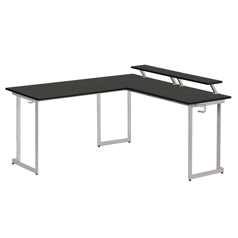 Techni Sport Warrior Engineered Wood L-Shaped Gaming Desk in Black