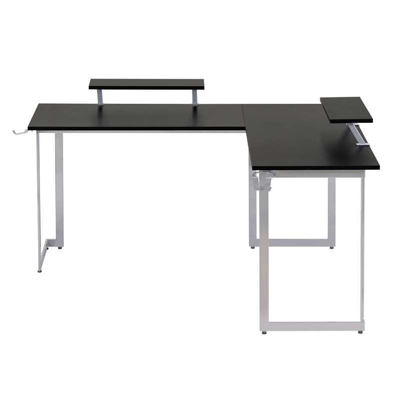 Techni Sport Warrior Engineered Wood L-Shaped Gaming Desk in Black