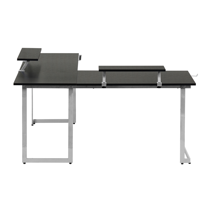 Techni Sport Warrior Engineered Wood L-Shaped Gaming Desk in Black