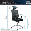 Techni Mobili High-Back Executive Fabric Mesh Office Chair with Arms in Black