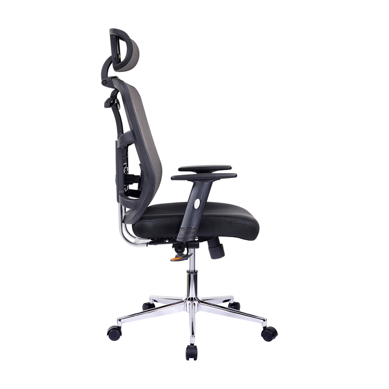 Techni Mobili High-Back Executive Fabric Mesh Office Chair with Arms in Black