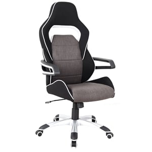 techni mobili ergonomic fabric racing style home & office chair in gray/black