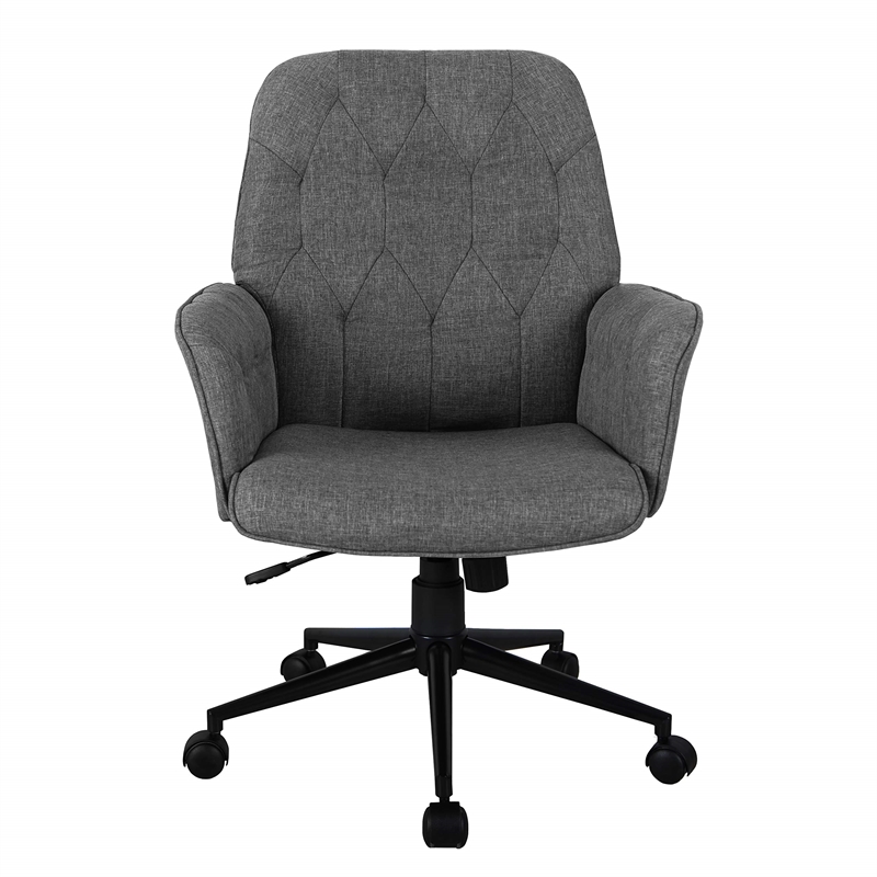Techni Mobili Modern Fabric Upholstered Tufted Office Chair with Arms in Gray