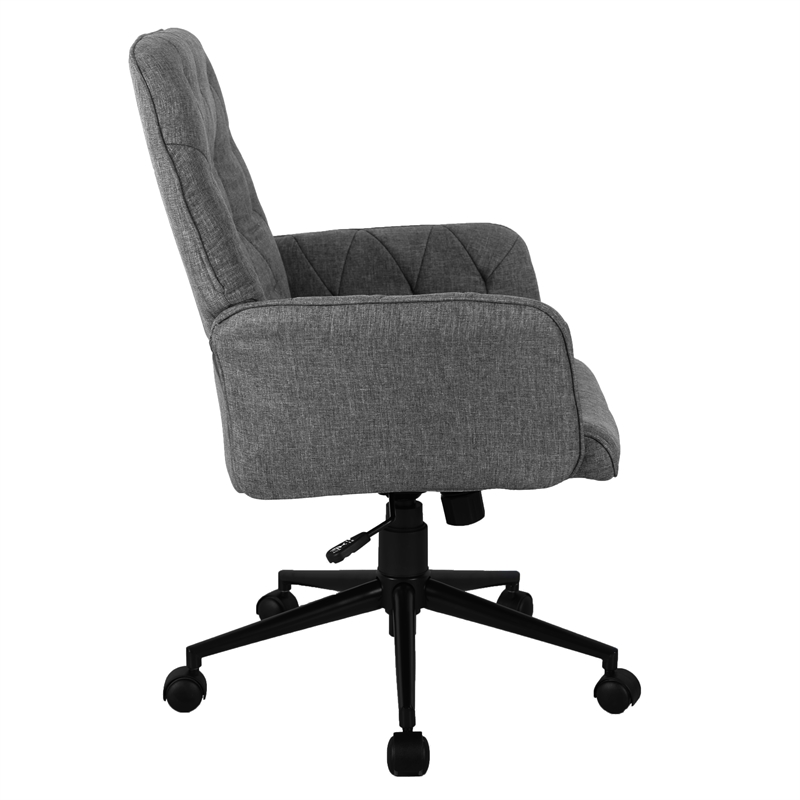 Techni Mobili Modern Fabric Upholstered Tufted Office Chair with Arms in Gray