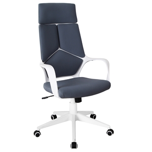 techni mobili modern fabric and nylon base studio office chair in gray/white