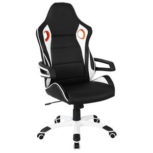 techni mobili polyurethane fabric racing style home & office chair in black