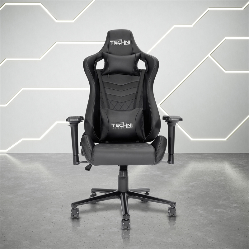 Techni Sport TS-83 Ergonomic High-Back Fabric Racer Style PC Gaming Chair- Black