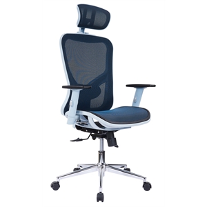 Techni Mobili High-Back Executive Fabric Mesh Office Chair with Arms - Blue