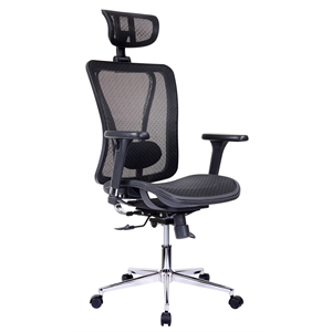 techni mobili high-back executive fabric mesh office chair with headrest - black