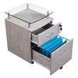 Techni Mobili Engineered Wood Frame Rolling File Cabinet with Glass Top - Gray