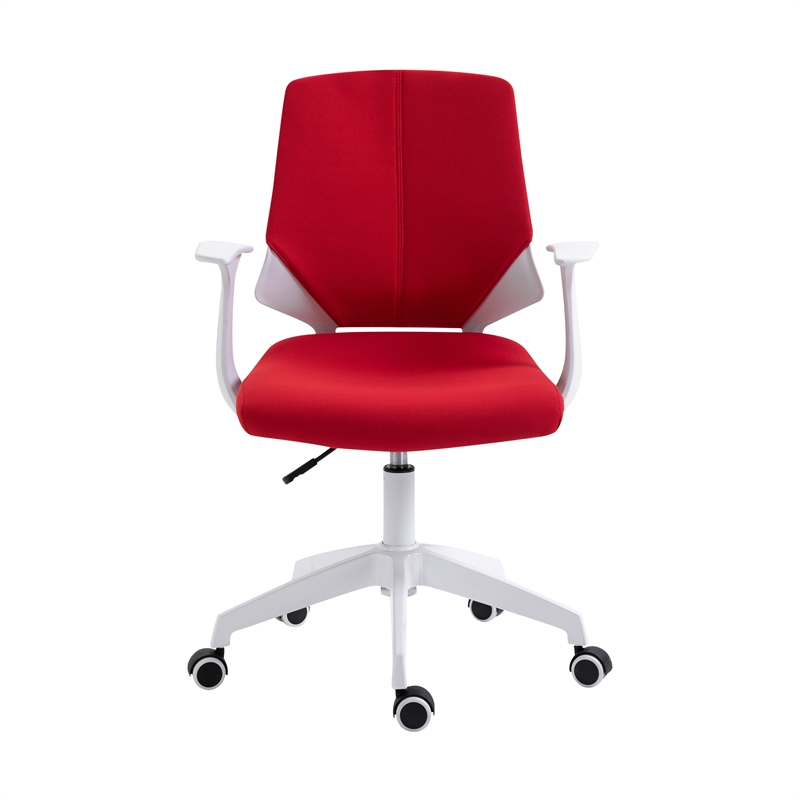 Techni Mobili Polyurethane Fabric Adjustable Height Mid Back Office Chair - Red