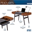 Techni Mobili Engineered Wood Expandable Modern Desk with Storage in Mahogany