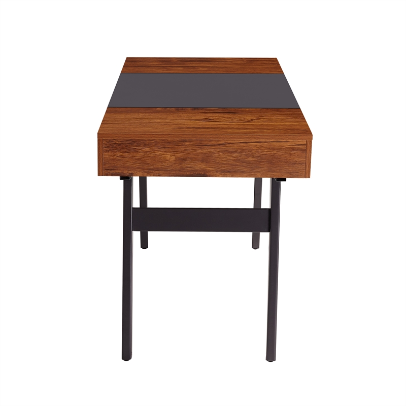 Techni Mobili Engineered Wood Expandable Modern Desk with Storage in Mahogany