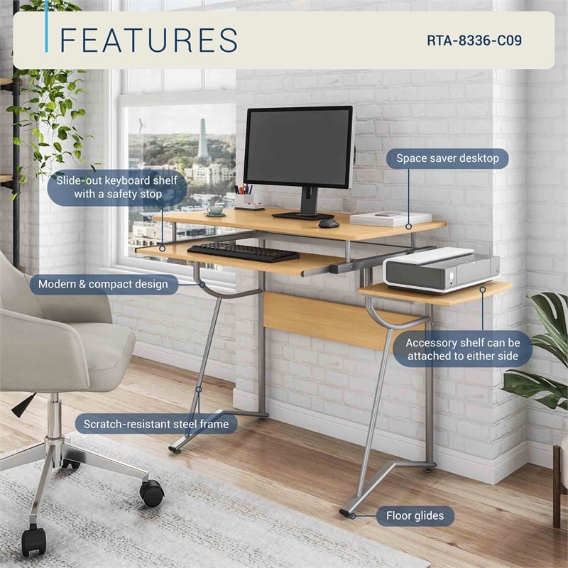 TECHNI MOBILI Cassandra Wood Comptuer Desk in Cherry