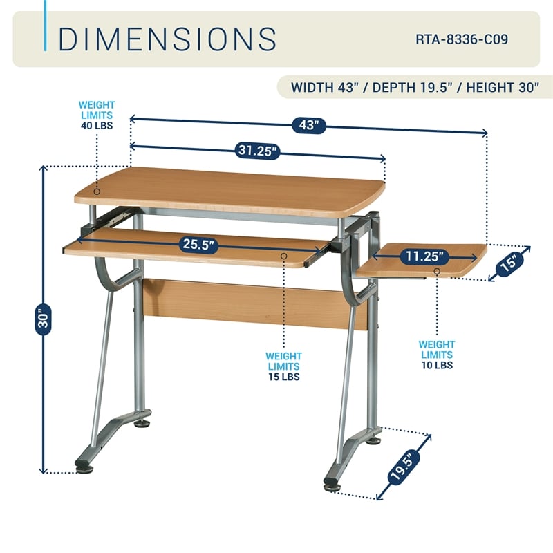 TECHNI MOBILI Cassandra Wood Comptuer Desk in Cherry