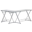 Techni Mobili Modern Reversible L Shaped Clear Glass Top Computer Desk