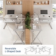 Techni Mobili Modern Reversible L Shaped Clear Glass Top Computer Desk