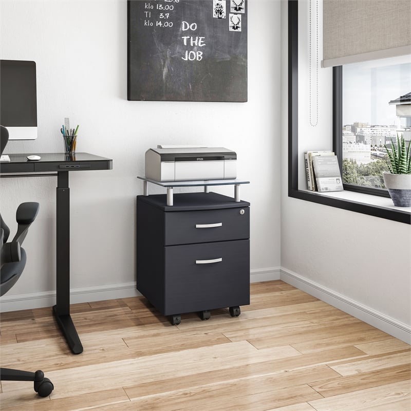 Techni Mobili Seguro 2 Drawer Wood Mobile Filing Cabinet in Graphite