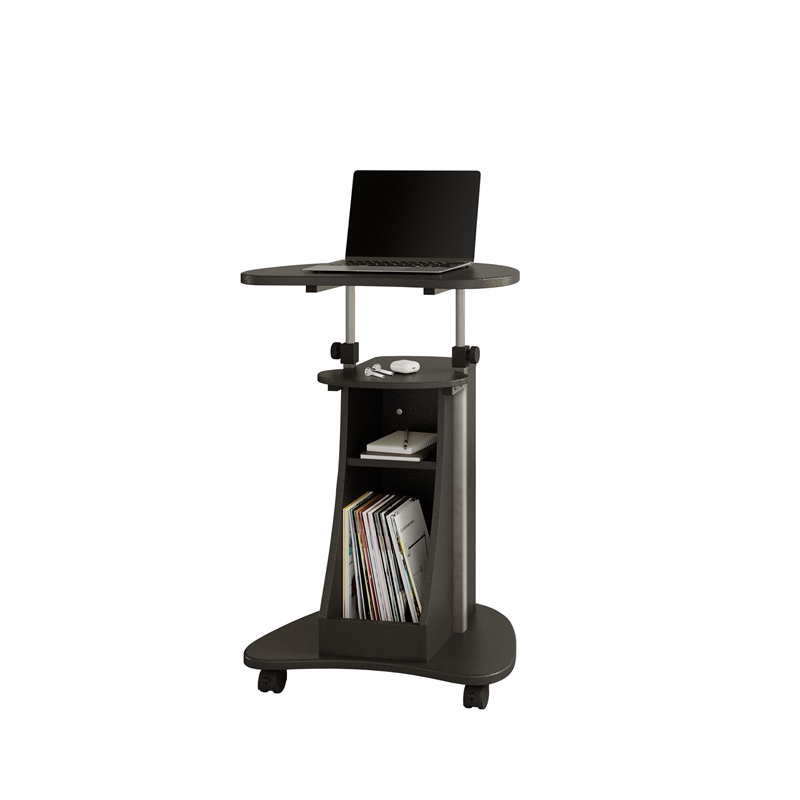 Techni Mobili Cadmus Sit-to-Stand Rolling Laptop Cart with Storage in Graphite