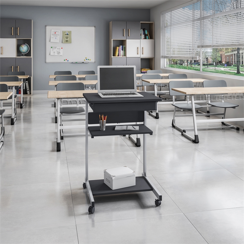 TECHNI MOBILI Modus Metal Computer Student Laptop Desk in Graphite