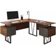 Techni Mobili Reversible Wooden L Shaped Computer Writing Desk in Walnut