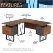Techni Mobili Reversible Wooden L Shaped Computer Writing Desk in Walnut