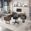 Techni Mobili Reversible Wooden L Shaped Computer Writing Desk in Walnut