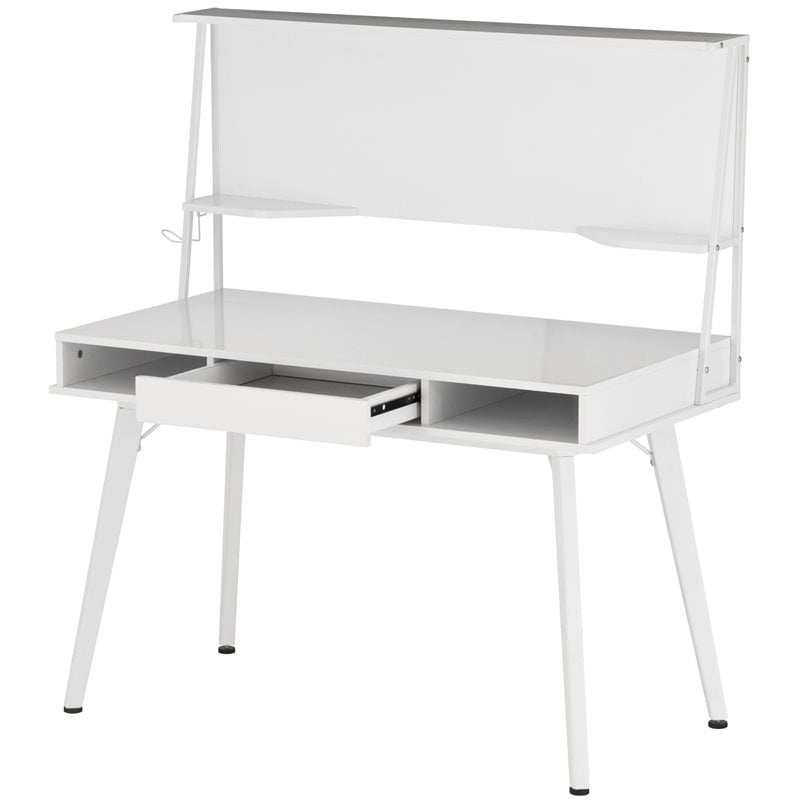 Techni Mobili Computer Writing Desk in White with Magnetic Dry Erase Board