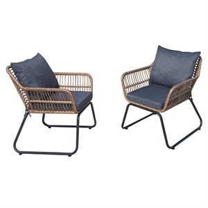 dukap lugano 2 piece patio rattan seating set with cushions in natural