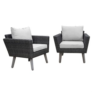 dukap kotka 2 piece wicker patio seating set with cushions in dark gray