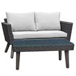 DUKAP Kotka 2 Piece Wicker Patio Sofa Seating Set with Cushions in Dark Gray