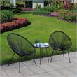 DUKAP Sassio 3 Piece Conversation Patio Set in Black
