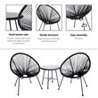 DUKAP Sassio 3 Piece Conversation Patio Set in Black