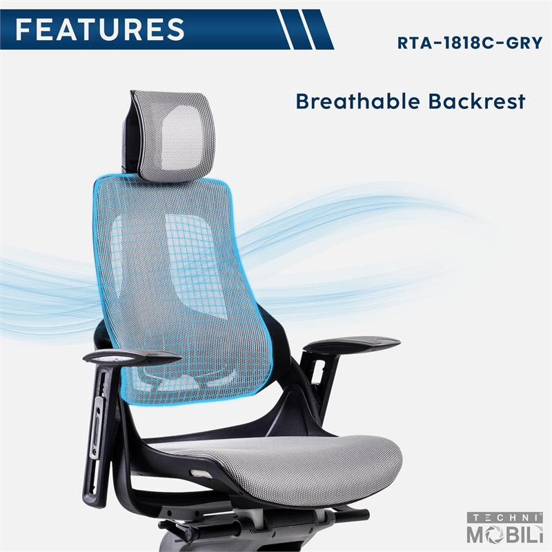 Techni Mobili LUX Ergonomic Executive Chair Gray