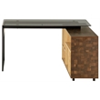 Techni Mobili L-Shaped Glass Table Top Corner Desk with Multiple Storage in Oak