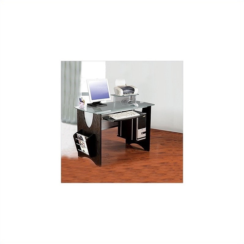 Techni Mobili Venice Glass Top Wood Computer Workstation In