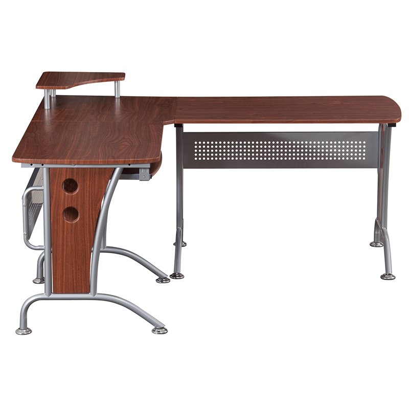 Techni Mobili L Shape Wood And Metal Computer Workstation In