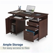 Techni Mobili Engineered Wood Computer Desk w/CPU Stand Compartment in Chocolate