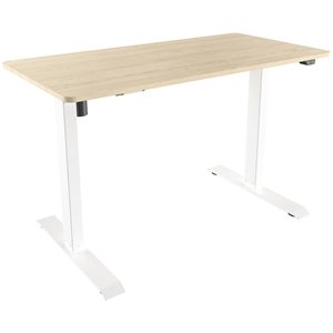 techni mobili adjustable wood top electric standing desk in oak