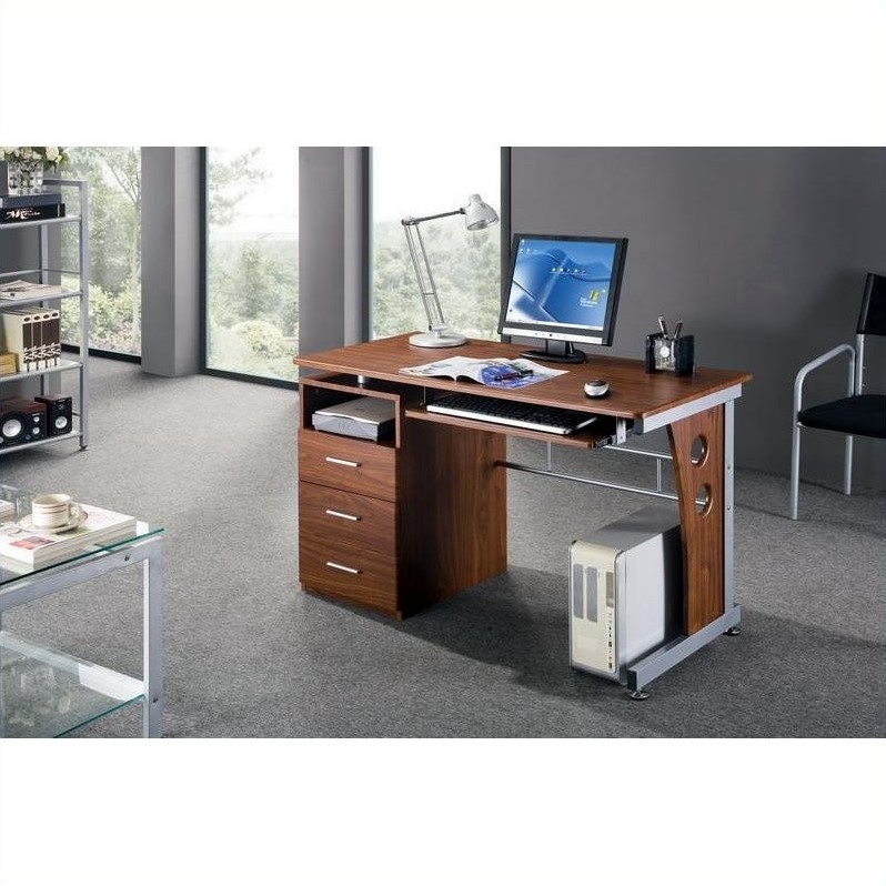 Techni Mobili Laminate Computer Desk In Mahogany Rta 3520 M615