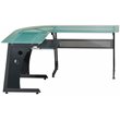 Techni Mobili L Shaped Frosted Glass Computer Desk In Techni Mobili Graphite Frosted Glass L Shaped Computer Desk