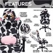 Techni Mobili Sport TS85 COW Print Fabric LUXX Series Gaming Chair Black/White