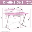 Techni Sport TS-200 Carbon Computer Gaming Desk with Shelves - Pink/White