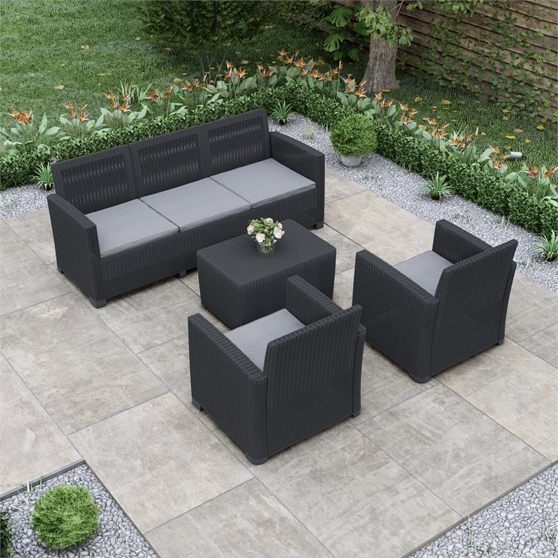 Plastic outdoor best sale sofa set