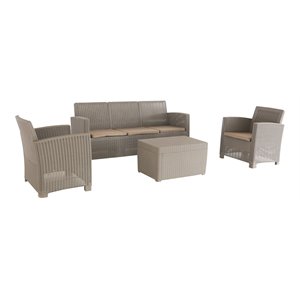 techni mobili alta plastic 4-piece outdoor sofa set with 5-seat in gray