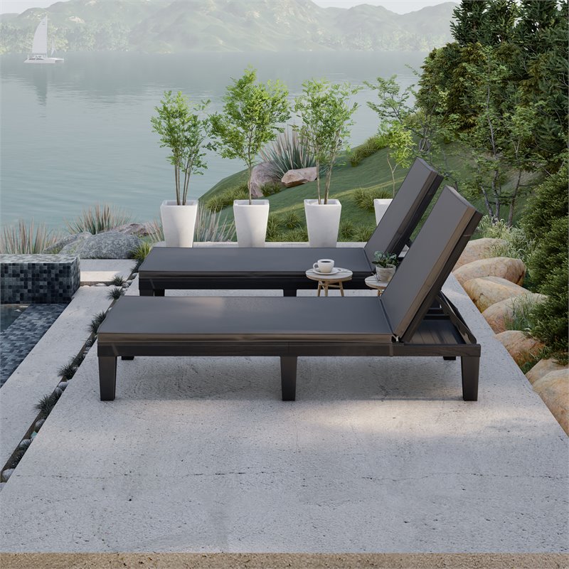 Set of 2 discount grey sun loungers