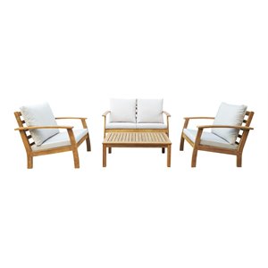 techni mobili truwood 4-piece wood patio sofa set in brown/beige